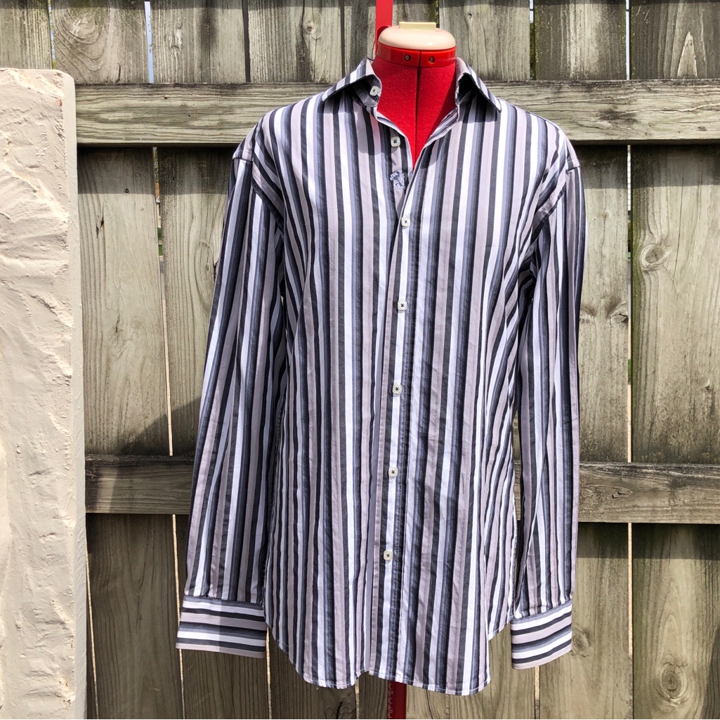 Dress Shirt Men's Shape Fit Cotton Stripped Size M